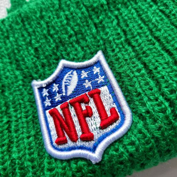 NWT New York Jets Large Initial Sports Knit Pom Beanie Fleece Lining OSFA Unisex - Picture 5 of 5